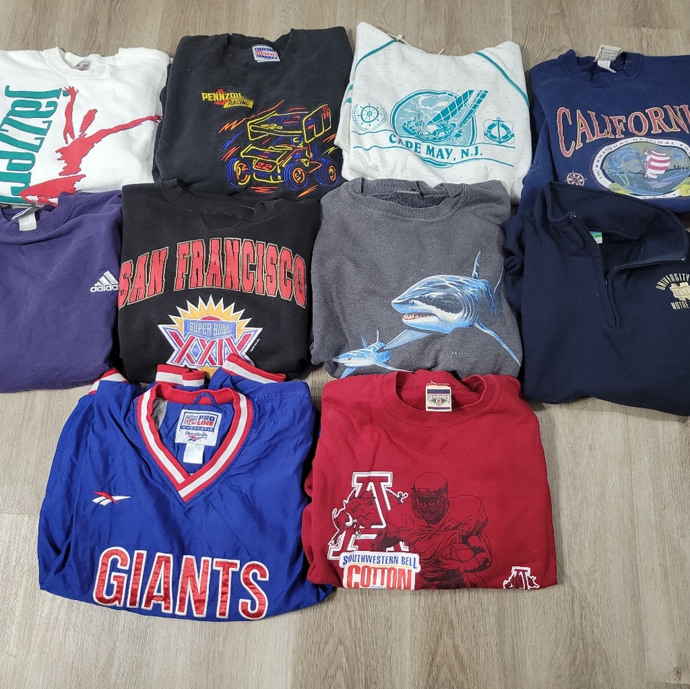 11 piece vintage men's sweatshirt lot bundle